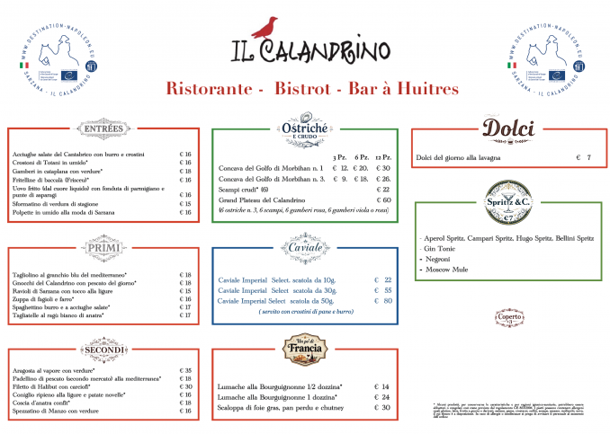 Il nostro menu ed in allegato il menu di natale - RISTORANTE IL CALANDRINO